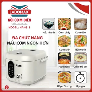 NỒI CƠM ĐIỆN XÁCH TAY THÔNG MINH LADOMAX Model: Ha-8818_Inox
