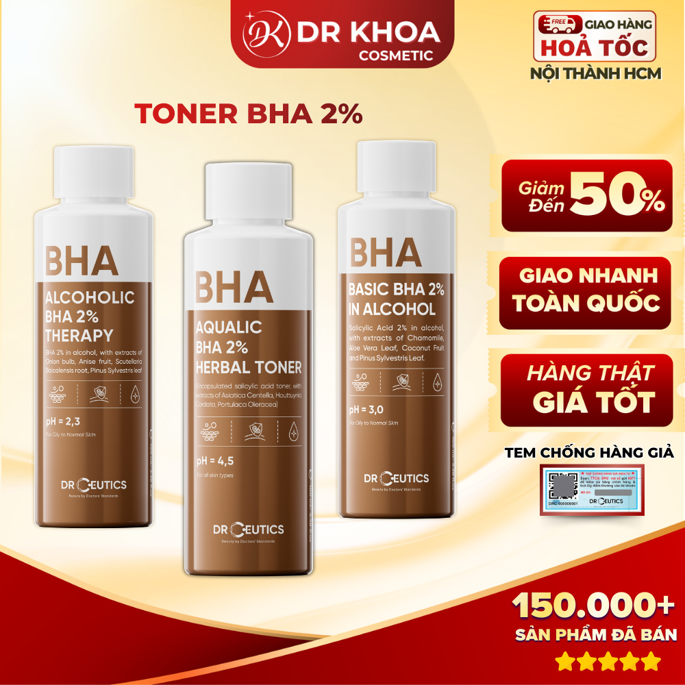 Toner DrCeutics BHA 2% Cho Da Dầu Mụn 100/200ml