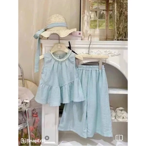 Set đồ bé gái áo sát nách kèm quần ống rộng nhẹ nhàng tiểu thư phong cách Hàn Quốc mẹ và bé diện du lịch dạo phố 13-56kg