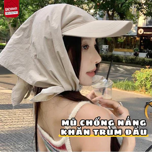 Mũ Chống Nắng Khăn Trùm Đầu Nữ, Mũ Lưỡi Trai Kèm Khăn Che Cổ Chống UV, Thoáng Mát, Thời Trang