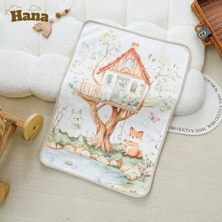 Tấm Lót Cho Bé Hana Họa Tiết Thỏ Vintage – Thảm Lót Sơ Sinh Mềm Mịn, Thấm Hút Tốt, Chống Thấm Nhẹ