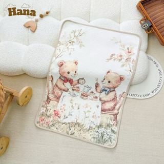Tấm Lót Cho Bé Hana Họa Tiết Thỏ Vintage – Thảm Lót Sơ Sinh Mềm Mịn, Thấm Hút Tốt, Chống Thấm Nhẹ