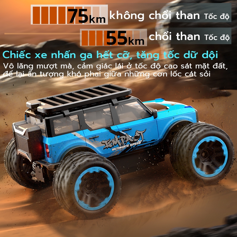 Xe điều khiển từ xa không chổi than dành cho người lớn, dẫn động 4 bánh, bánh xe lớn, tốc độ cao 75 km/h
