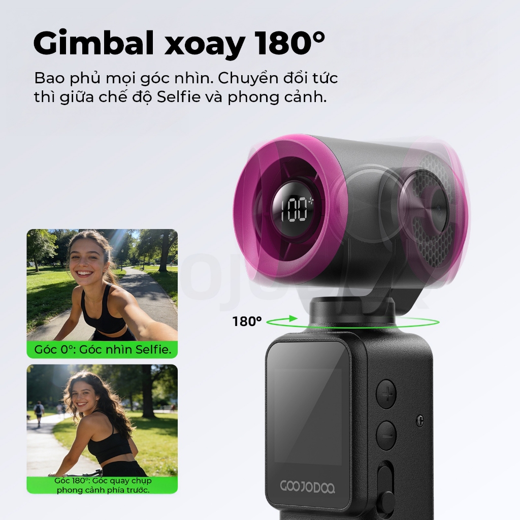 Goojodoq Quạt Camera 2in1 Xoay 180° Màn Hình 1.3" 100 Cấp Gió Hàng Chính Hãng quạt tuabin tốc độ cao