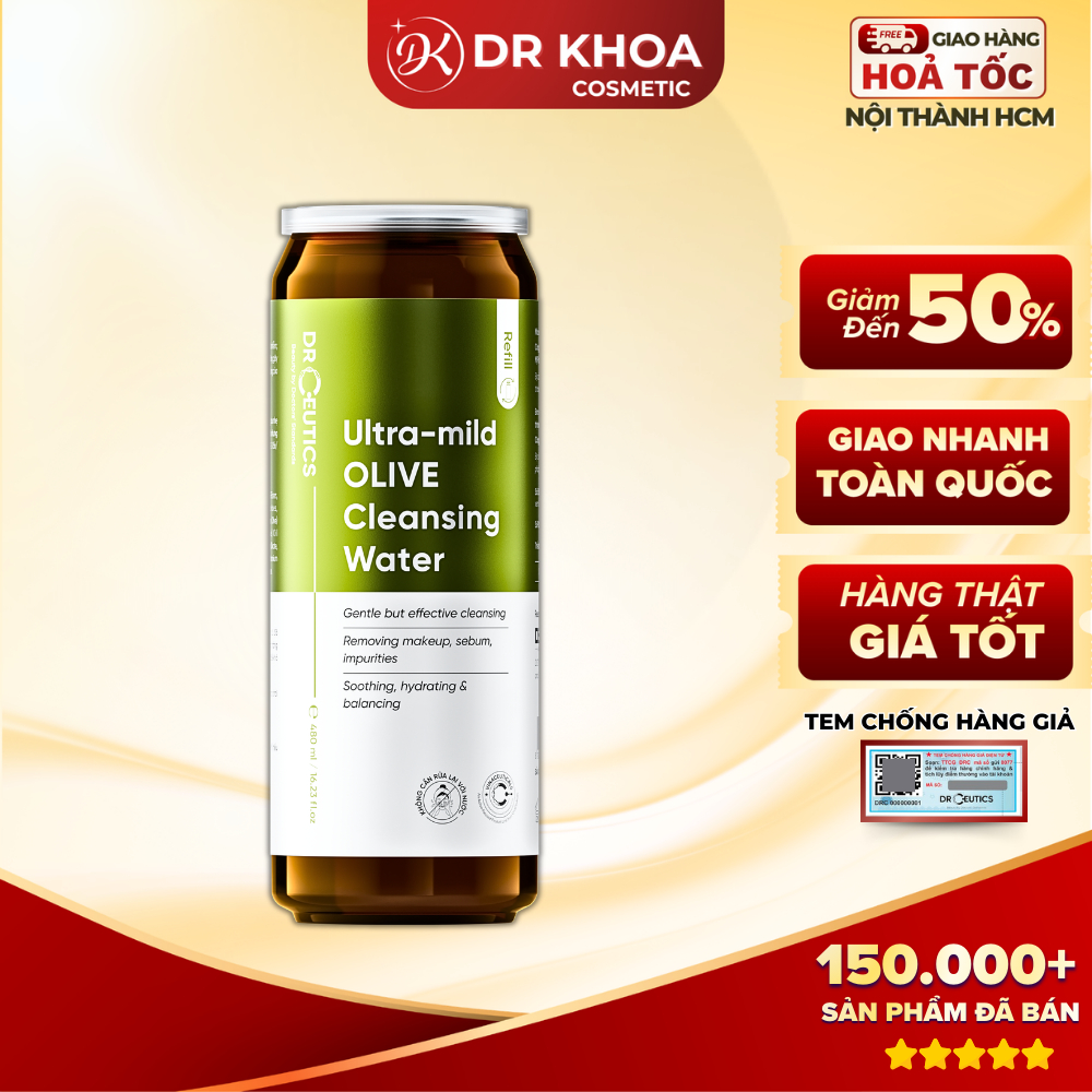 [REFILL] Nước Tẩy Trang DrCeutics Ultra-Mild Olive Cleansing Water 480ml Dr Khoa