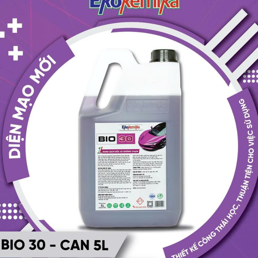 NƯỚC RỬA XE KHÔNG CHẠM CAO ĐẬM ĐẶC CẤP THƯƠNG HIỆU EKOKEMIKA BIO 30-5L