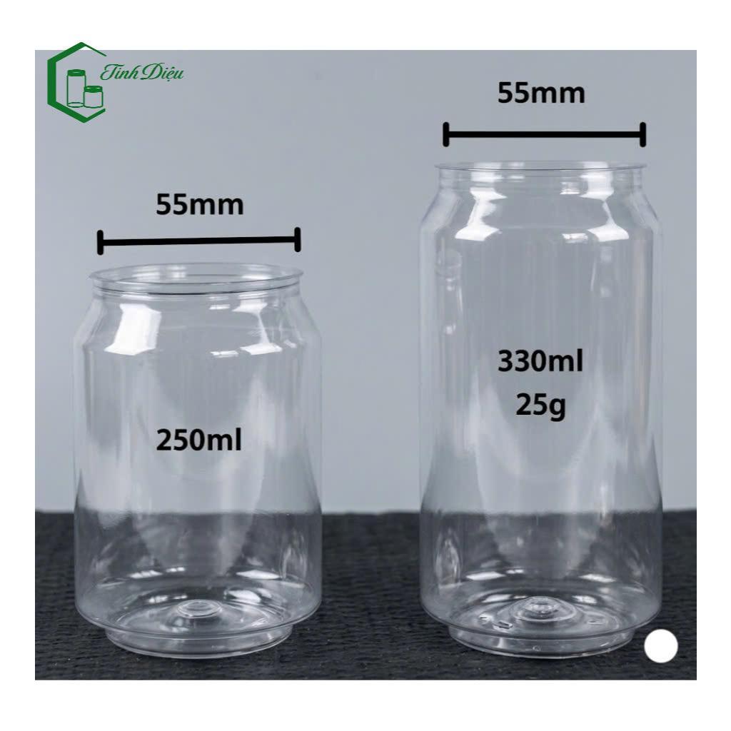 [Sỉ Tận Xưởng] Set 25 Lon Nhựa PET Trong Dày Viền Mí 250-650ml Nắp Nhôm Đựng Trà Sữa Nước Ép Cafe