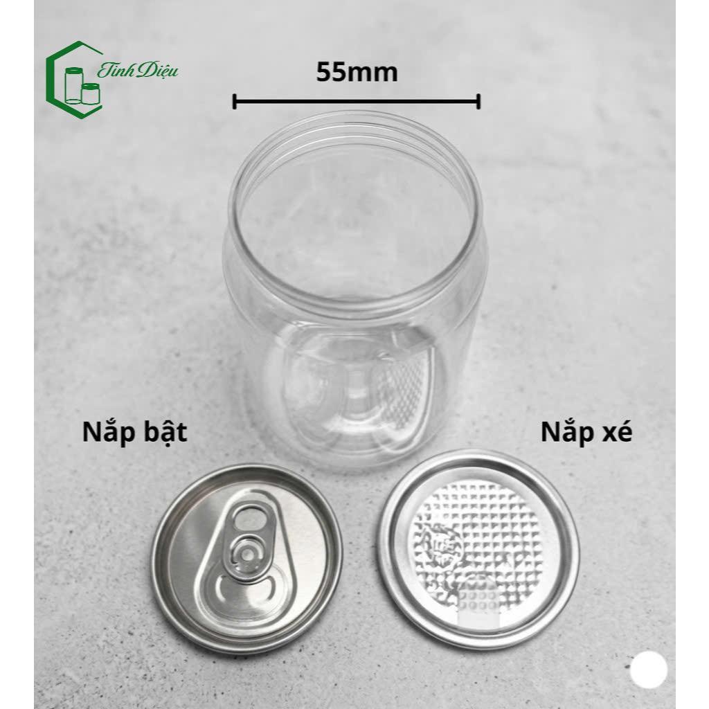 [Sỉ Tận Xưởng] Set 25 Lon Nhựa PET Trong Dày Viền Mí 250-650ml Nắp Nhôm Đựng Trà Sữa Nước Ép Cafe