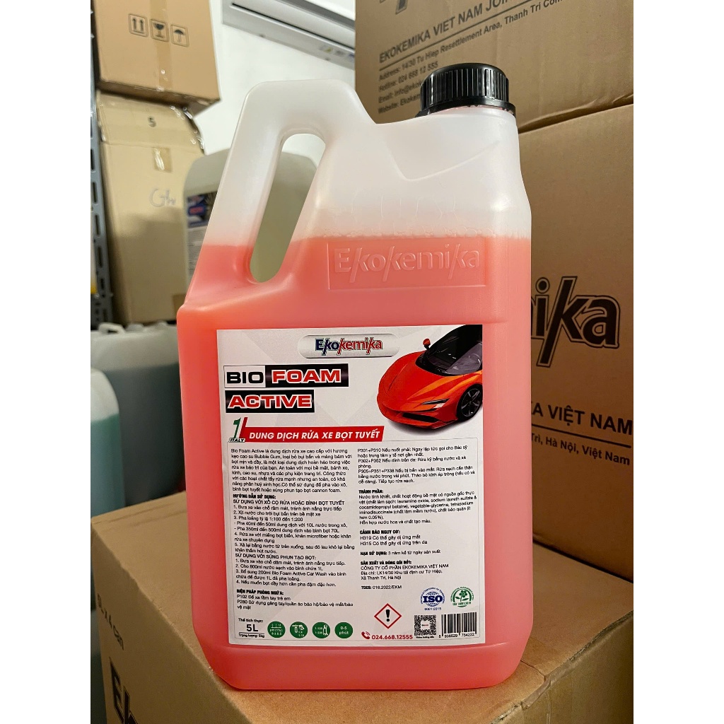 NƯỚC RỬA XE BỌT TUYẾT TRUYỀN THỐNG ĐẬM ĐẶC BIO FOAM ACTIVE CHÍNH HÃNG EKOKEMIKA 5L