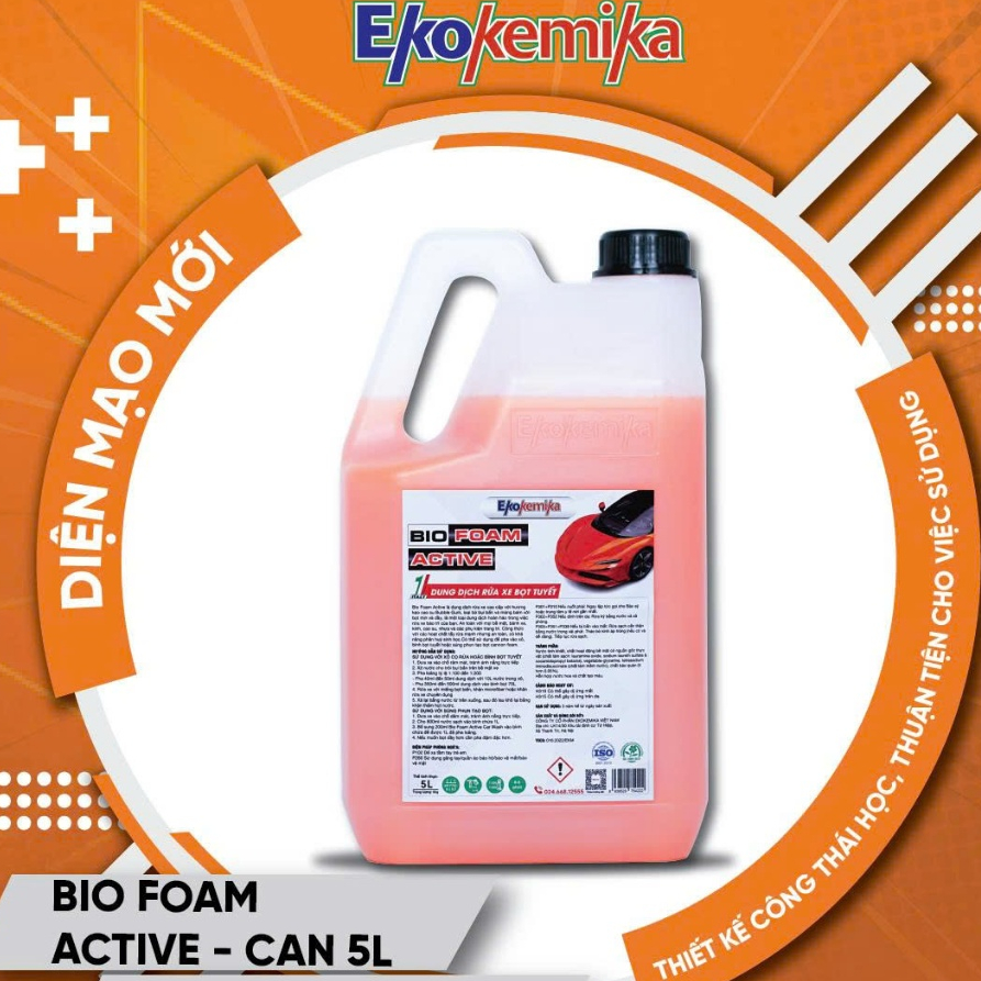 NƯỚC RỬA XE BỌT TUYẾT TRUYỀN THỐNG ĐẬM ĐẶC BIO FOAM ACTIVE CHÍNH HÃNG EKOKEMIKA 5L