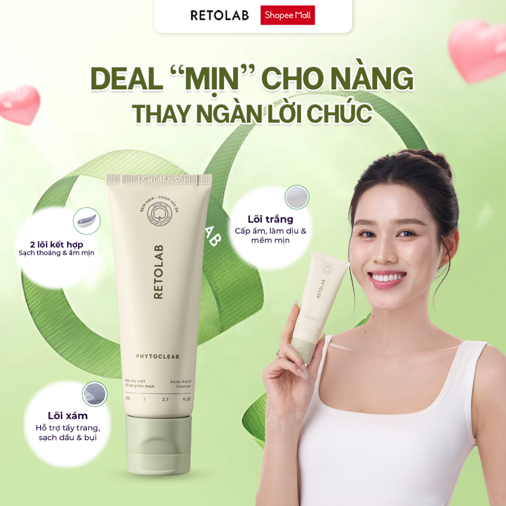 Sử dụng Sữa rửa mặt Retolab Phytoclear 80g hỗ trợ giảmụn trong đời sống