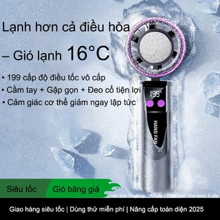 Quạt cầm tay Quạt Làm Lạnh Bằng Chip Bán Dẫn - Khác Biệt Với Quạt Thường, Hiển Thị Nhiệt Độ, Làm Mát Tức Thì
