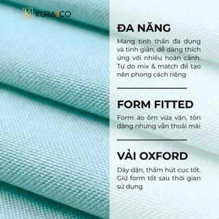 Áo Sơ Mi Nam Tay Dài KURAMAN Màu Xanh Mint Oxford Cao Cấp