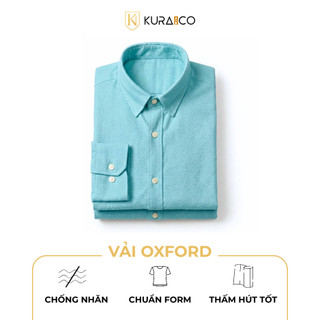 Áo Sơ Mi Nam Tay Dài KURAMAN Màu Xanh Mint Oxford Cao Cấp