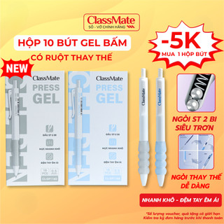 [New] Hộp 10 Bút Gel Classmate 0.5mm Ngòi ST 2 Bi Êm Tay Chống Chai Tay Khi Viết, Bút Gel Siêu Trơn Nhanh Khô Mực