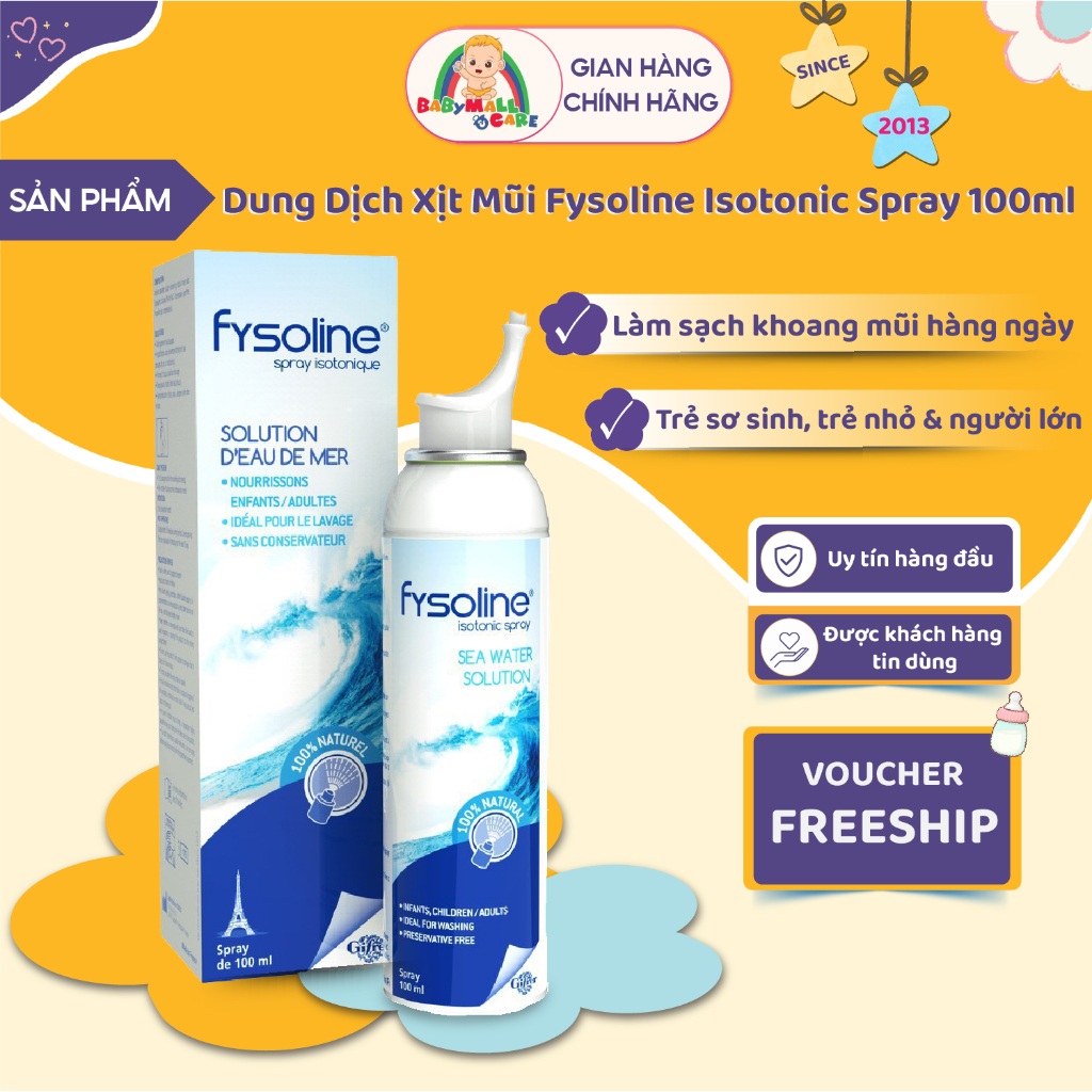 Dung Dịch Xịt Mũi Fysoline Isotonic Spray 100ml Làm Sạch Giữ Ẩm Mũi Cho Bé & Người Lớn|Babymall&Care