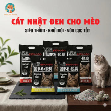 Cát vệ sinh cho mèo Nhật đen , Cát vệ sinh mèo Japan cat 17,6L và 8,8L siêu vón cục và khử mùi hôi