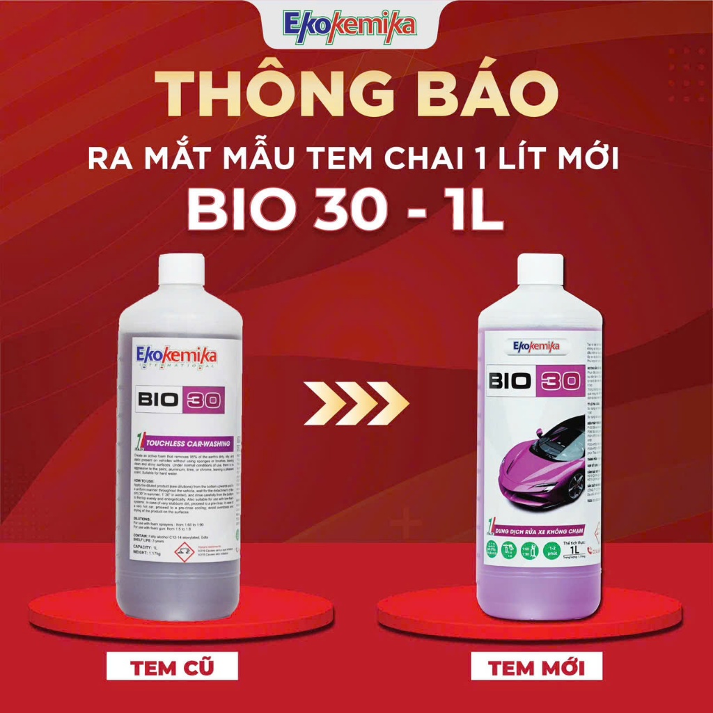 Nước rửa xe không chạm cao cấp đậm đặc Bio 30-1L thương hiệu Ekokemika
