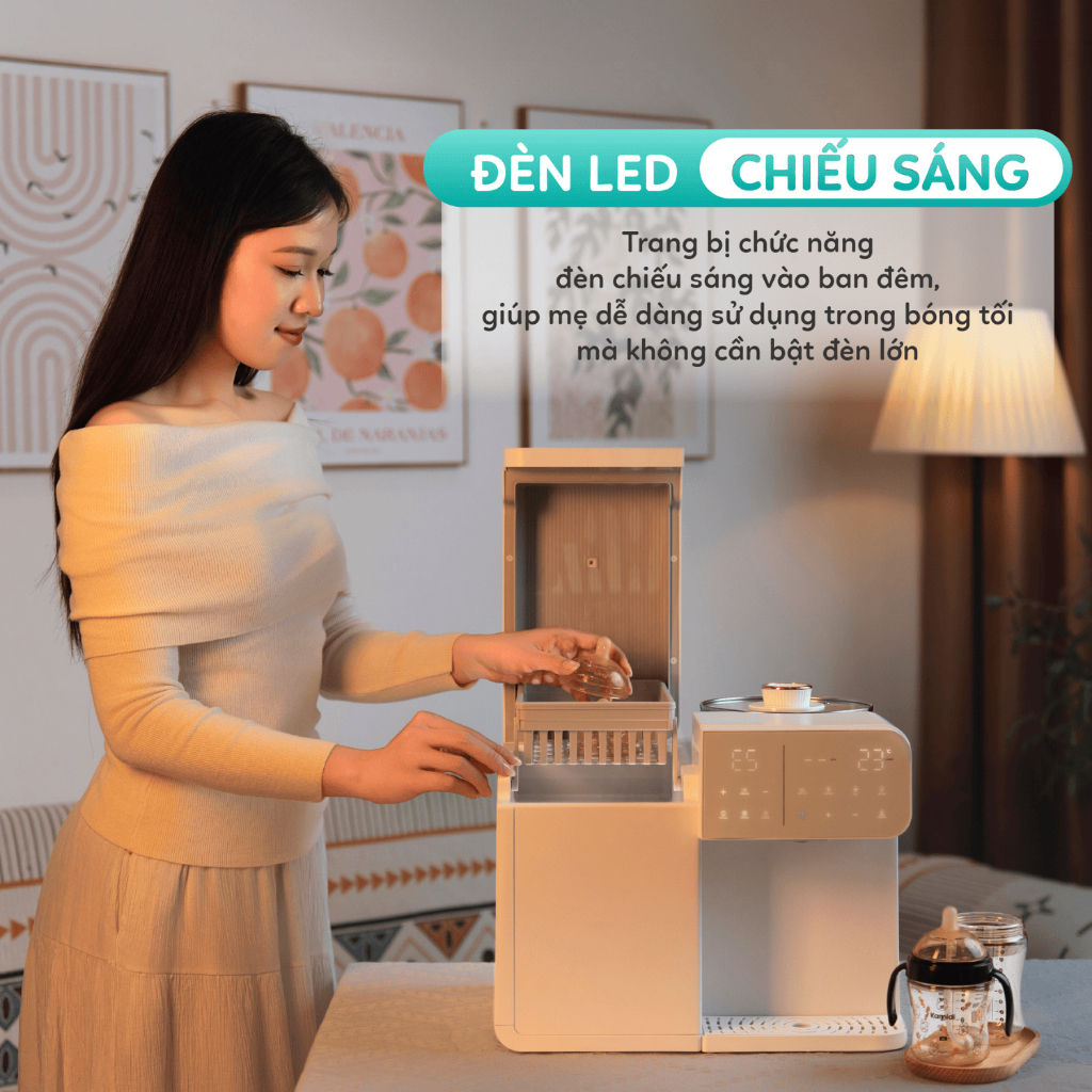 Máy Đa Năng 8in1 Tiệt Trùng UV Đun Nước KAMIDI LUX 1 Tiệt Trùng Bình Sữa Đun Nước Pha Sữa Cho Bé