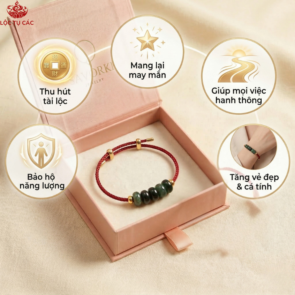 Vòng tay đá Ngũ Điếu CT Sơn Thủy, lắc tay Lộc Tụ Các cân bằng năng lượng, bình an, may mắn.