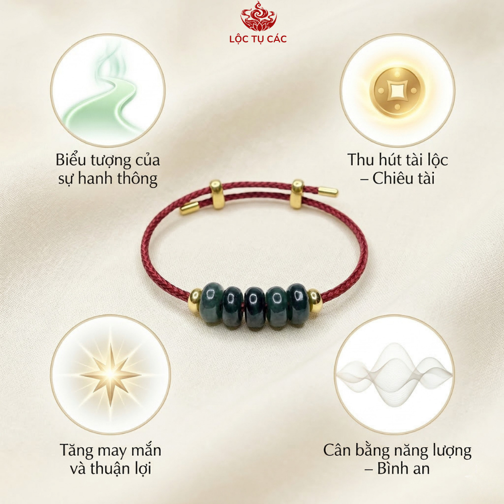 Vòng tay đá Ngũ Điếu CT Sơn Thủy, lắc tay Lộc Tụ Các cân bằng năng lượng, bình an, may mắn.