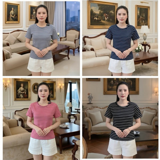 Áo  thun CỘC TAY gân tăm nữ Kẻ Sọc – chất vải gân tăm cao cấp form ôm tôn dáng,thanh lịch dễ phối đồ