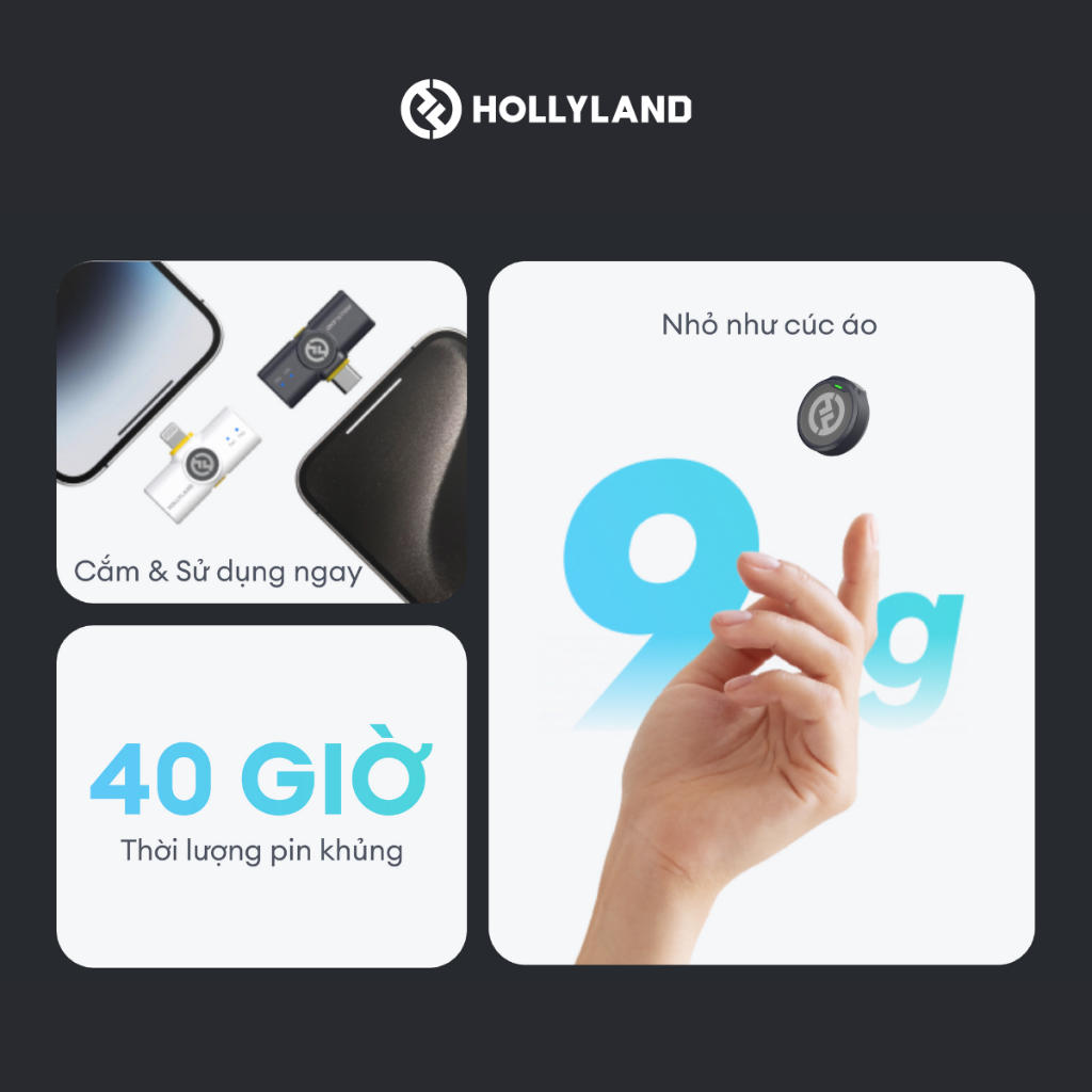 Bộ Micro không dây Hollyland Lark M2 (Shine Charcoal) | BigBuy360 - bigbuy360.vn