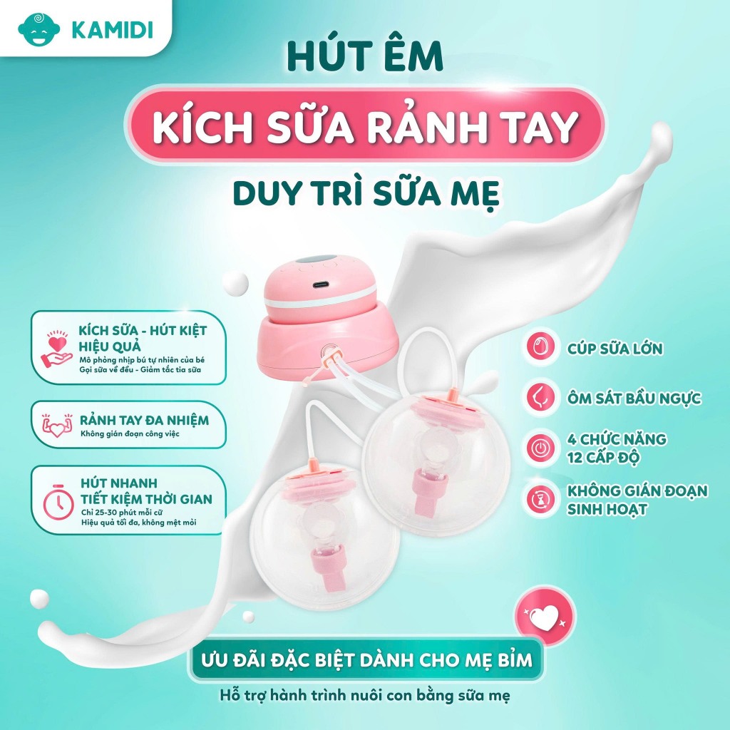 Máy Hút Sữa Điện Đôi Rảnh Tay Kamidi Flow 2IN1 Tích Hợp 2 Chế Độ Điện Đôi Có Dây Và Rảnh Tay