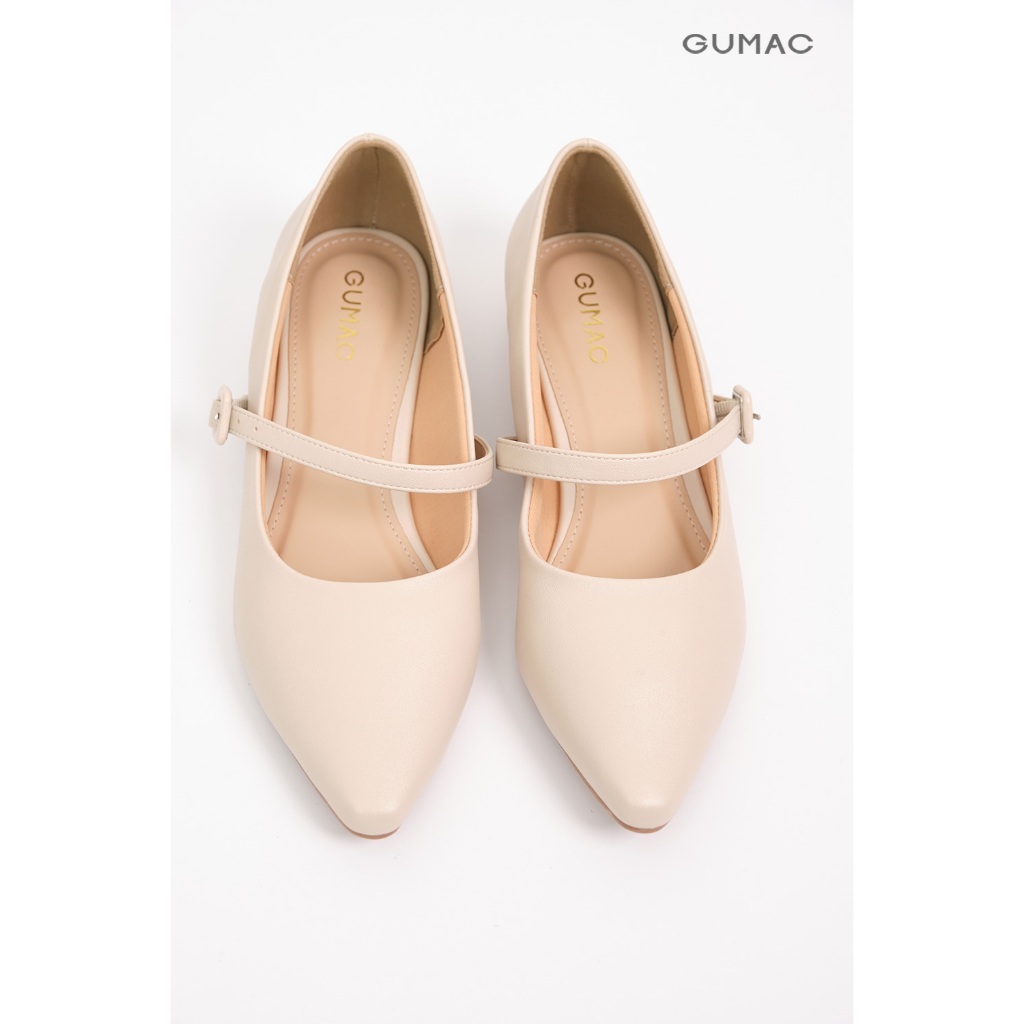 Giày Búp Bê Nữ GUMAC Phối Quai Ngang Mũi Nhọn Thanh Lịch GF01078
