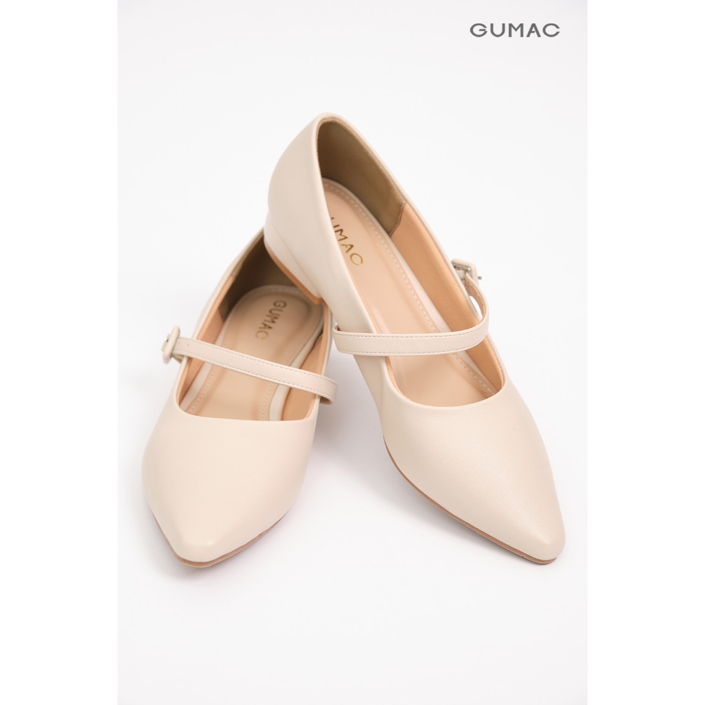 Giày Búp Bê Nữ GUMAC Phối Quai Ngang Mũi Nhọn Thanh Lịch GF01078