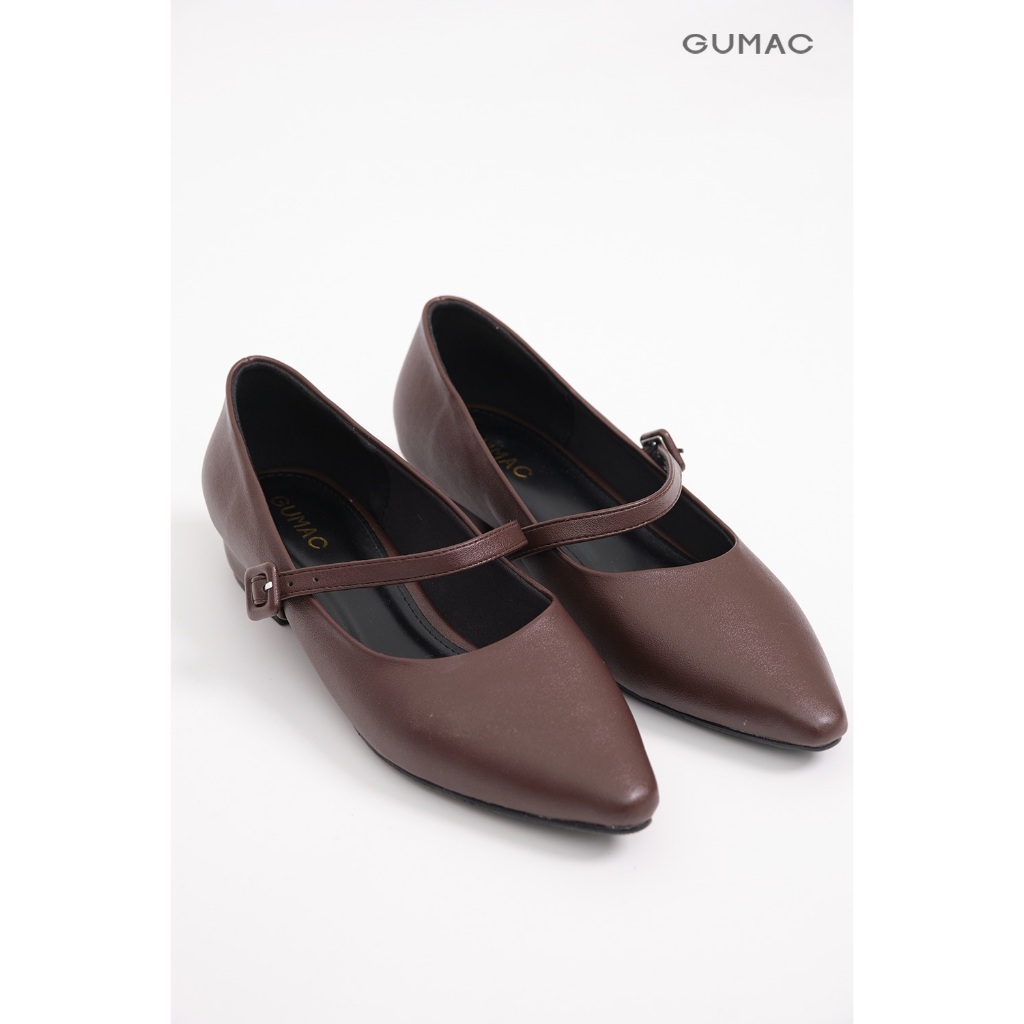 Giày Búp Bê Nữ GUMAC Phối Quai Ngang Mũi Nhọn Thanh Lịch GF01078