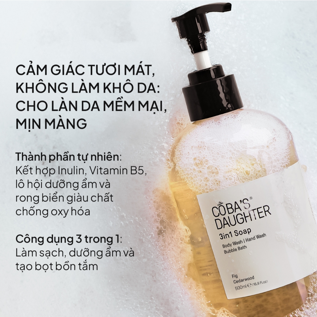 [Gift] Gel Tắm, Rửa Tay, Tắm Bồn CoBa's Daughter 3in1 Bodywash, Hand Wash and Bubble Bath 500ml - Grapefruit Peel