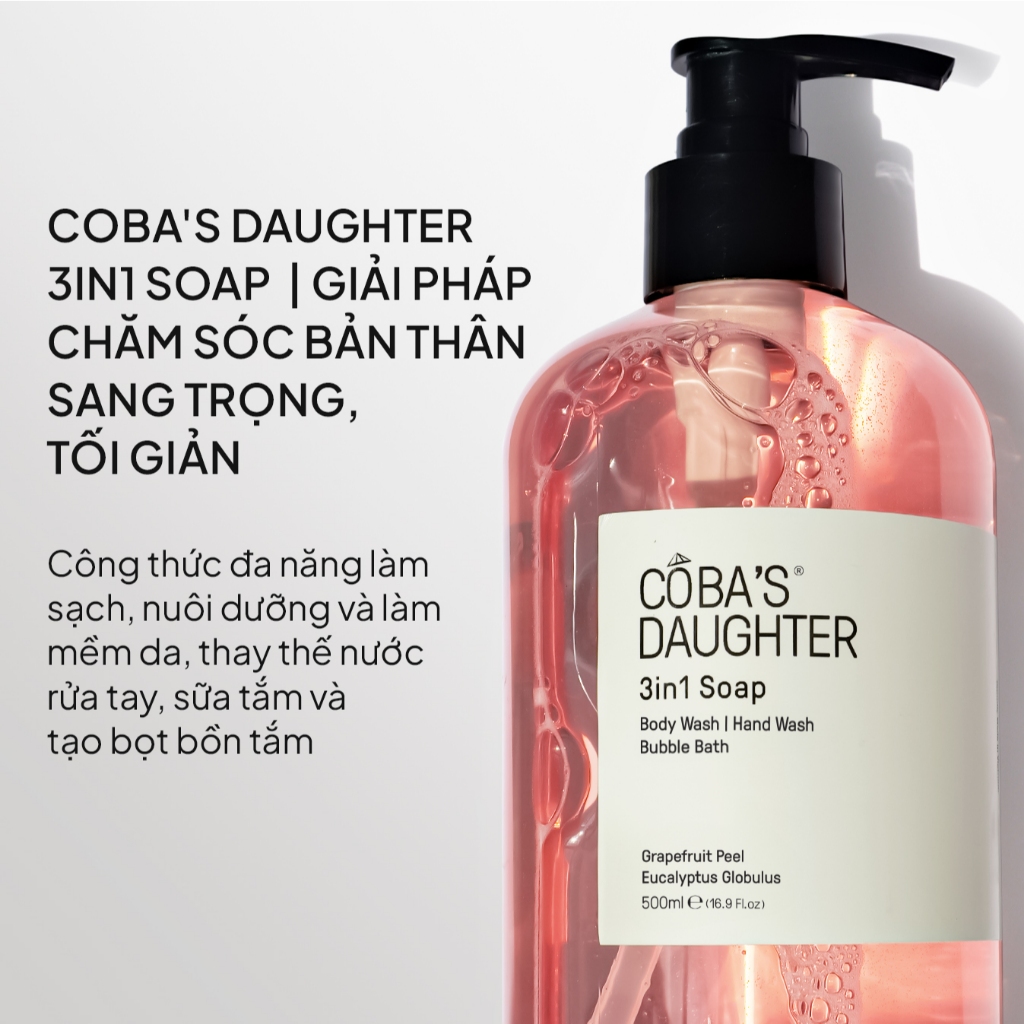 [Gift] Gel Tắm, Rửa Tay, Tắm Bồn CoBa's Daughter 3in1 Bodywash, Hand Wash and Bubble Bath 500ml - Grapefruit Peel