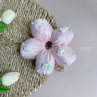 Cột tóc hình bông hoa, scrunchies bông to SZ TO đính charm