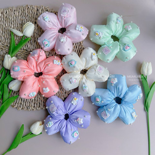 Cột tóc hình bông hoa, scrunchies bông to SZ TO đính charm