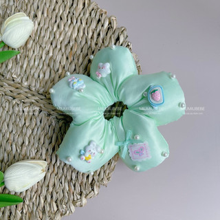 Cột tóc hình bông hoa, scrunchies bông to SZ TO đính charm
