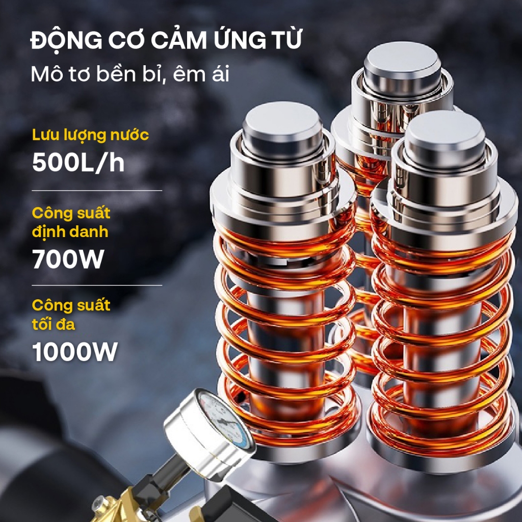 Máy xịt rửa xe cao áp FUJIHOME Nhập khẩu, máy rửa xe điều chỉnh bơm tăng áp lực nước ô tô xe máy gia đình đa năng