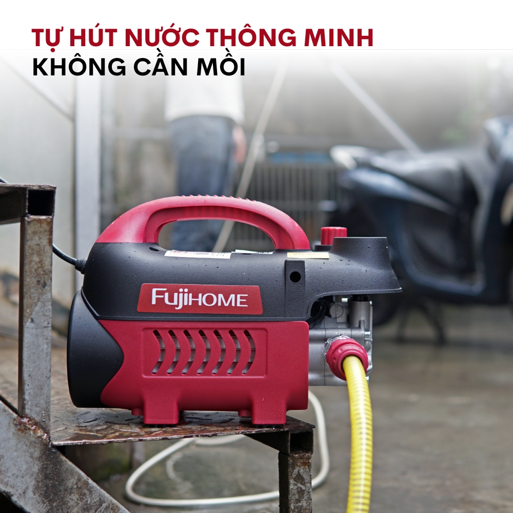Máy xịt rửa xe cao áp FUJIHOME Nhập khẩu, máy rửa xe điều chỉnh bơm tăng áp lực nước ô tô xe máy gia đình đa năng