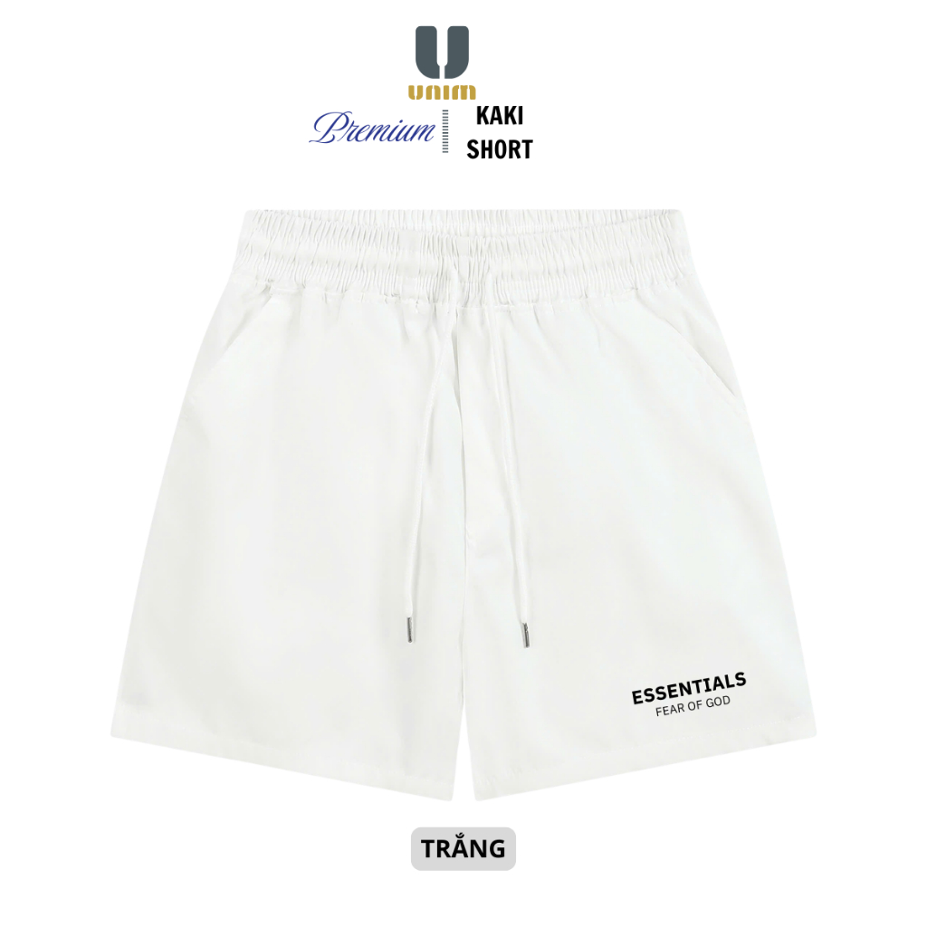 Quần Short Kaki Essentilas Unim Fashion Hình In Cao Su Hiện Đại Form Xuông Unisex Cạp Co Giãn Vận Động Thoải Mái