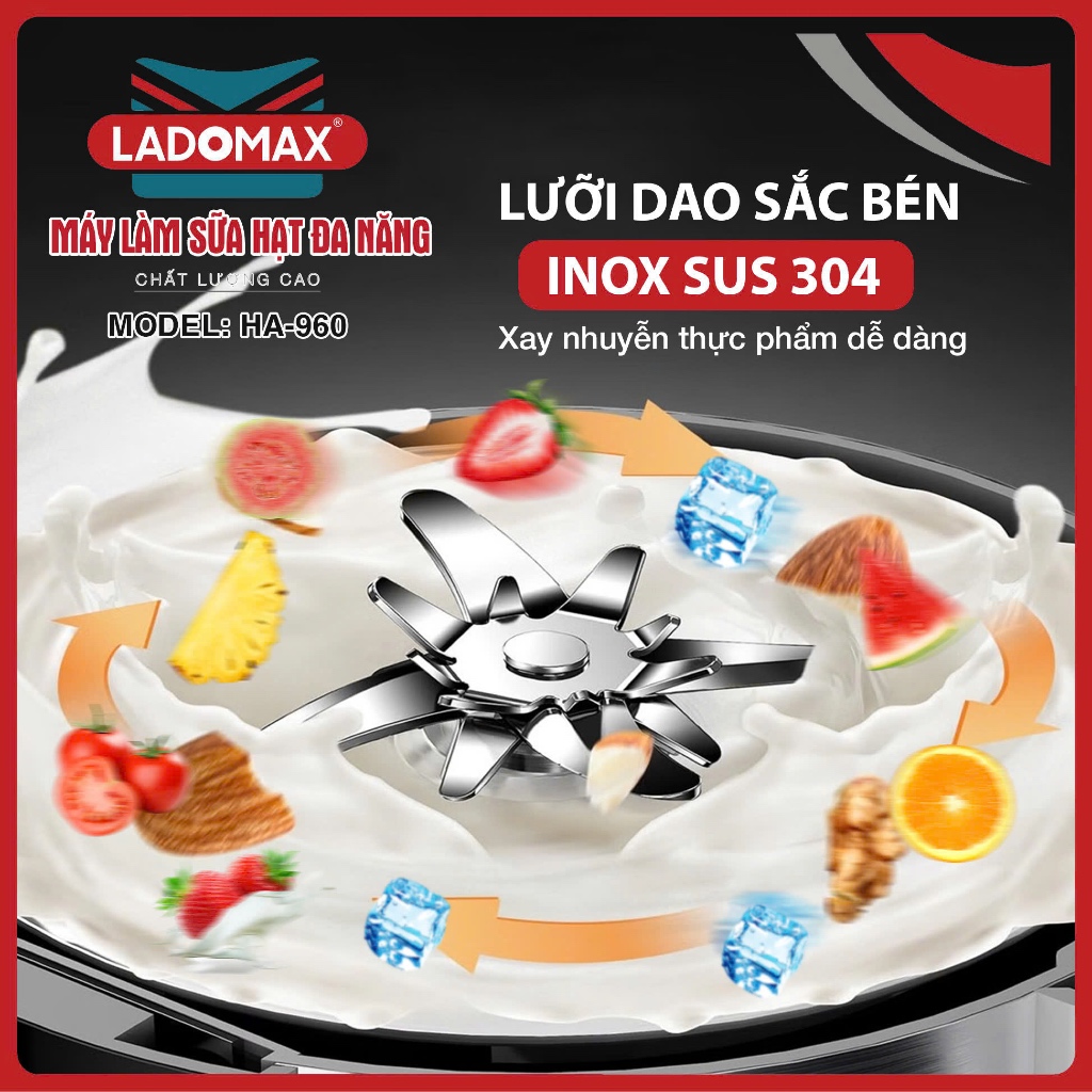 MÁY LÀM SỮA HẠT ĐA NĂNG LADOMAX Model: HA-960