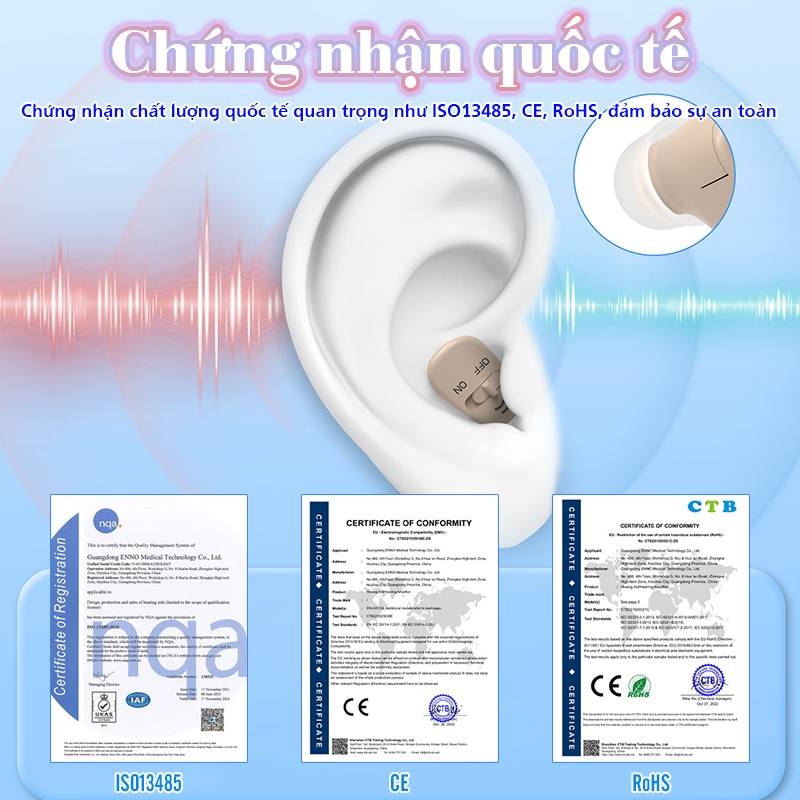 Máy trợ thính nhét tai Funmic EN-IA001A - Đeo 1 bên tai, khuyếch đại âm thanh to rõ