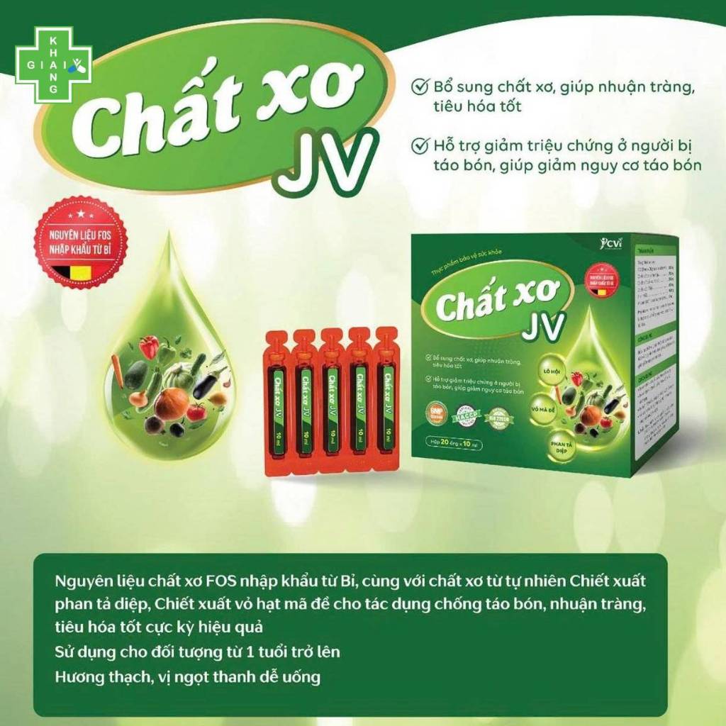 Dung dịch chất xơ JV giúp cải thiện táo bón, nuôi dưỡng đường ruột khỏe mạnh an toàn, hiệu quả cho cả nhà (Hộp 20 ống)