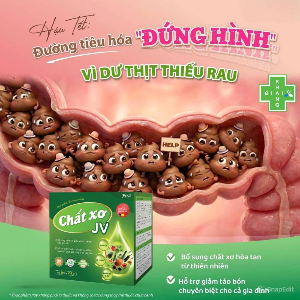 Dung dịch chất xơ JV giúp cải thiện táo bón, nuôi dưỡng đường ruột khỏe mạnh an toàn, hiệu quả cho cả nhà (Hộp 20 ống)