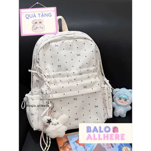 Balo Nữ Chấm Bi Và Nơ Cute Chống Nước BL602