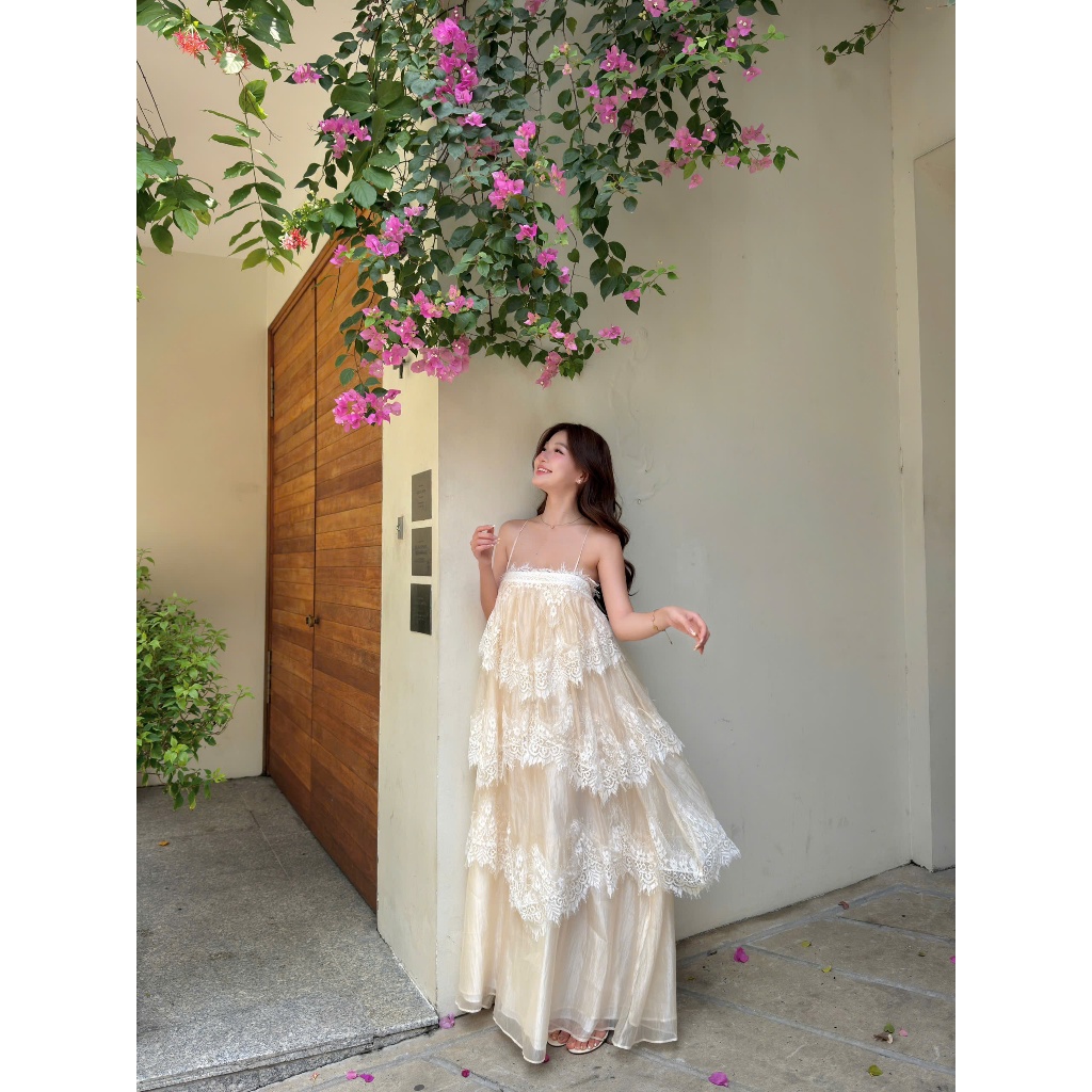 Váy maxi đi biển dáng xòe babydoll - SÓNG BIỂN