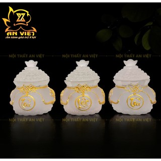 Hũ Đựng Muối Gạo Nước Lưu Ly Mờ - Bộ Đại Bi Tài Lộc - Cao 8cm