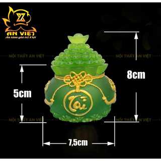 Hũ Đựng Muối Gạo Nước Lưu Ly Mờ - Bộ Đại Bi Tài Lộc - Cao 8cm - Màu Xanh Lá