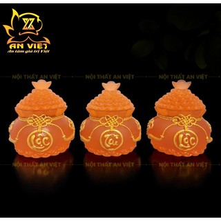 Hũ Đựng Muối Gạo Nước Lưu Ly Mờ - Bộ Đại Bi Tài Lộc - Cao 8cm