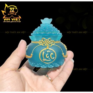 Hũ Đựng Muối Gạo Nước Lưu Ly Mờ - Bộ Đại Bi Tài Lộc - Cao 8cm - Màu Xanh Dương