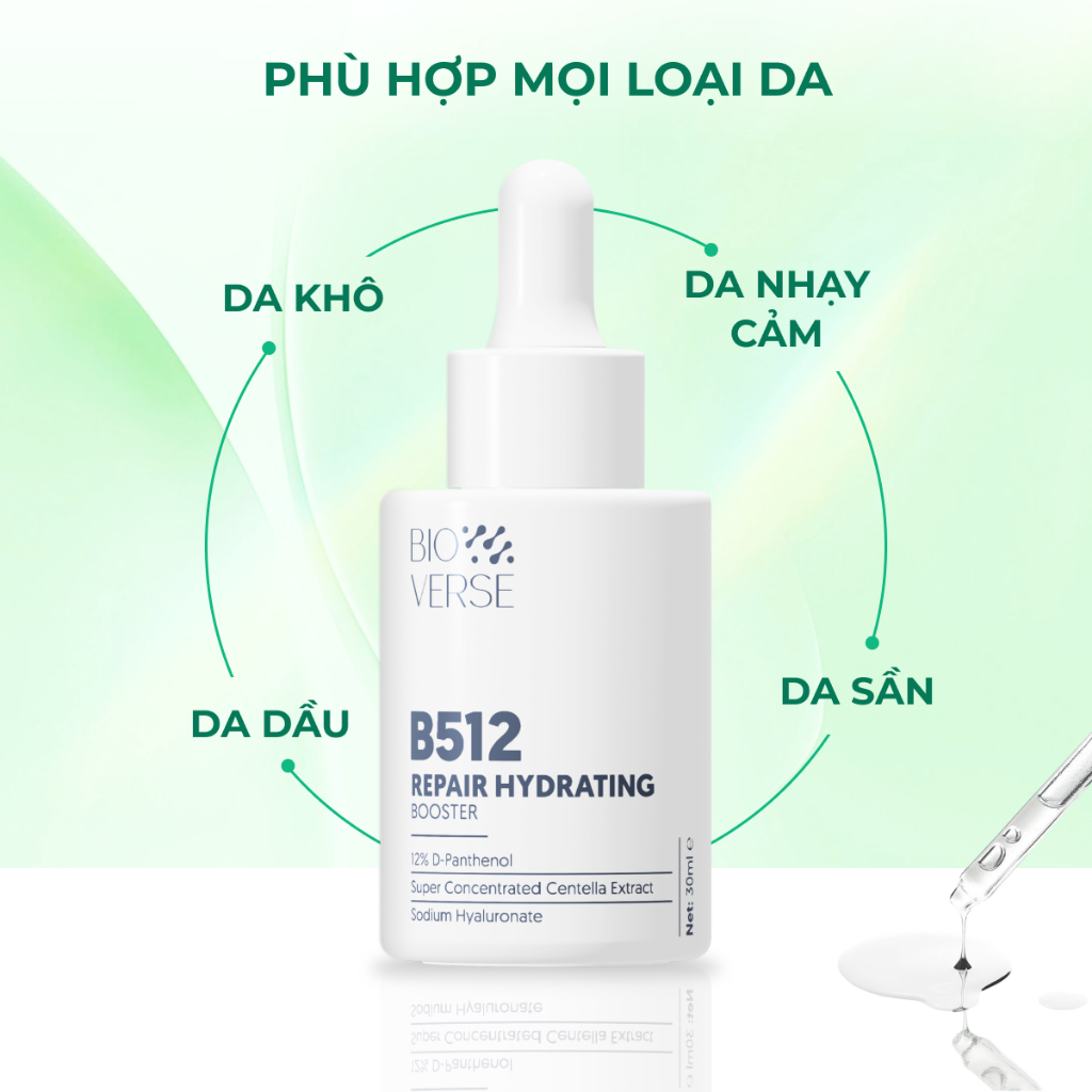 Serum dưỡng ẩm phục hồi Bioverse B512 Repair Hydrating Booster làm dịu cho da căng bóng 30ml | BigBuy360 - bigbuy360.vn